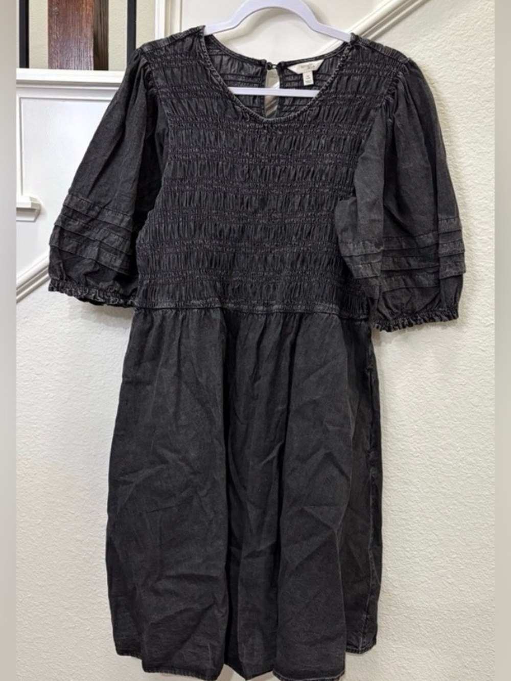 Terra & Sky Black Smocked Mini Dress